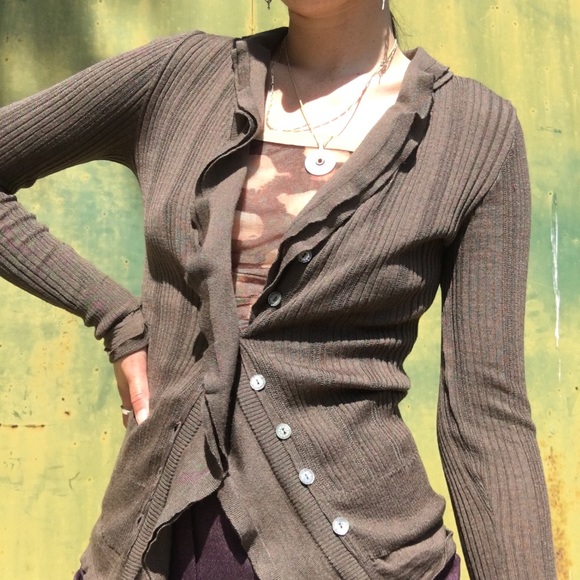 *Marithe Francois Girbaud* Ruffled Cardigan~ - Picture 3 of 6